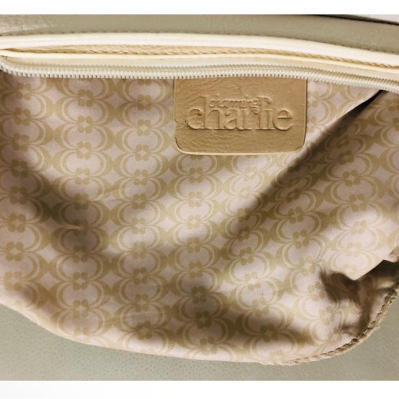 Charming Charlie Crossbody Purse Ivory magnetic zipp closure metallic embellishe - Picture 4 of 15